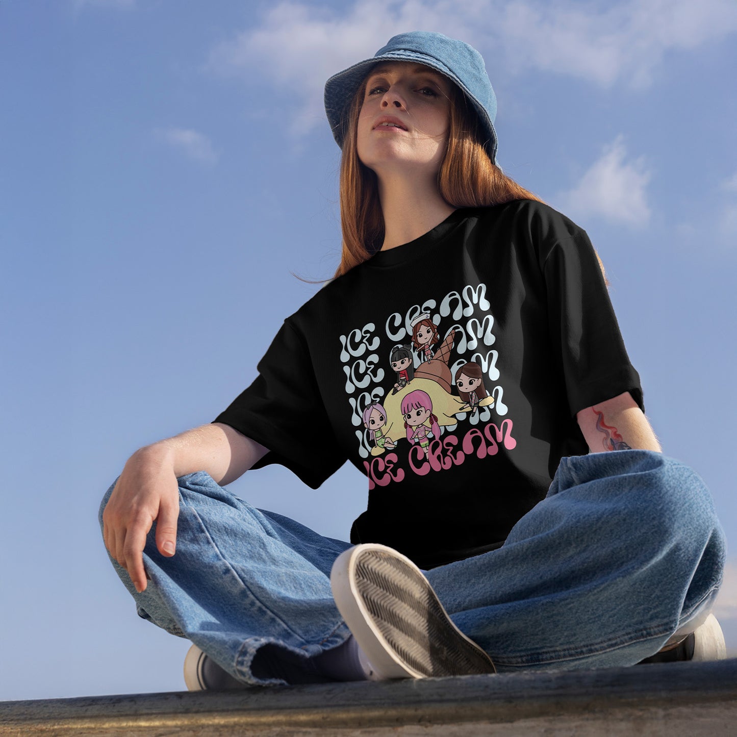 Blackpink Ice Cream Oversized T-shirt | Black