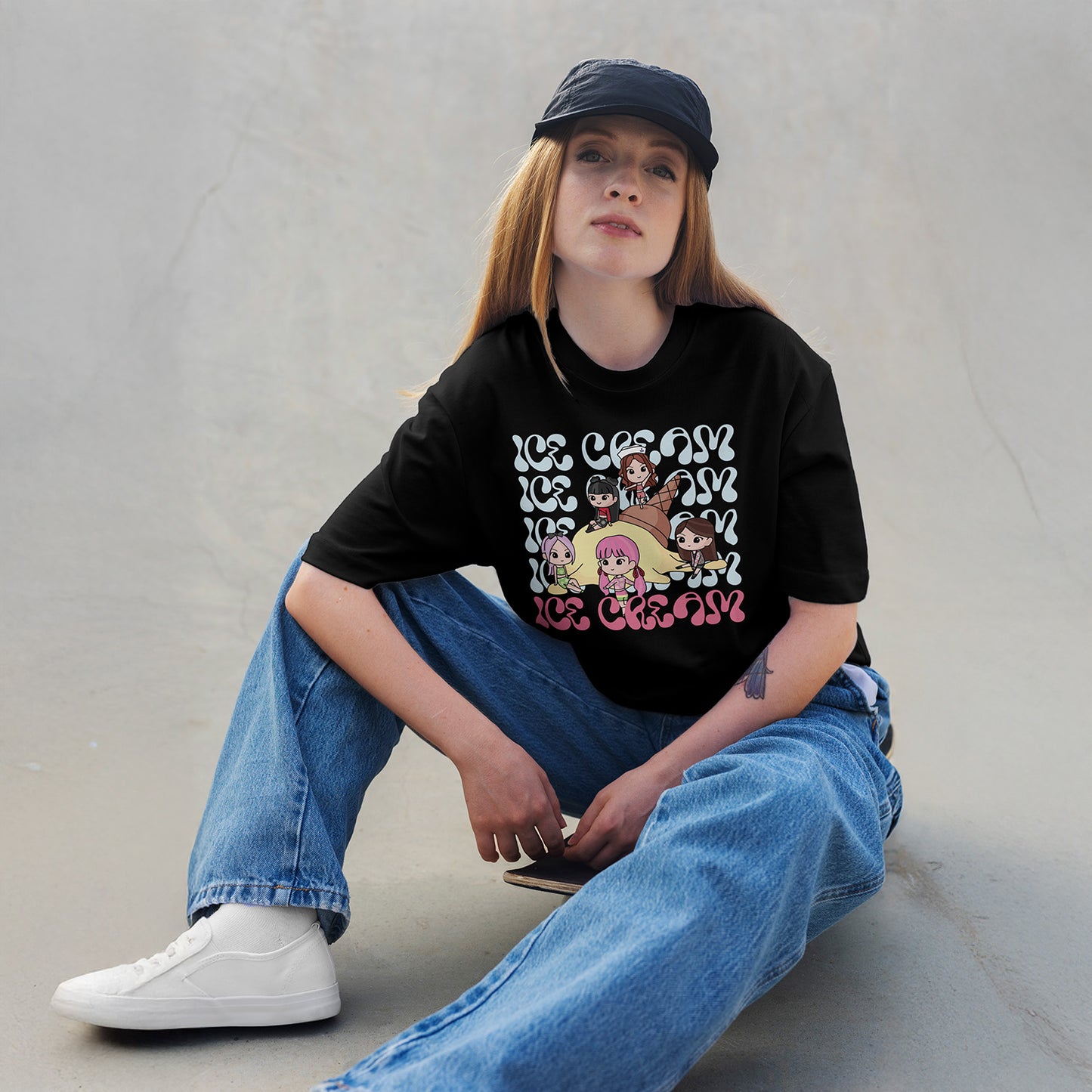 Blackpink Ice Cream Oversized T-shirt | Black
