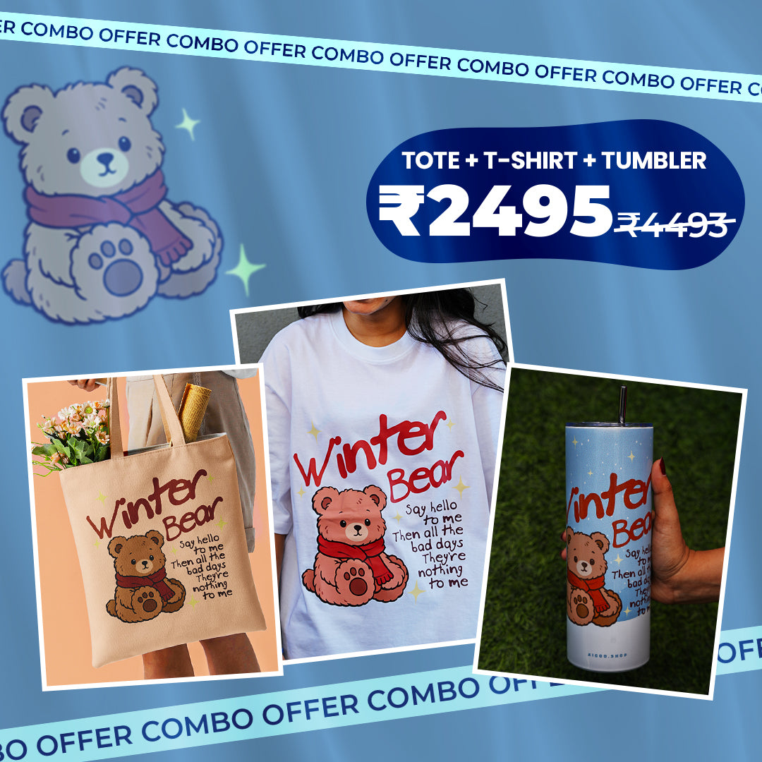 Winter Bear Tote + T-shirt + Tumbler White