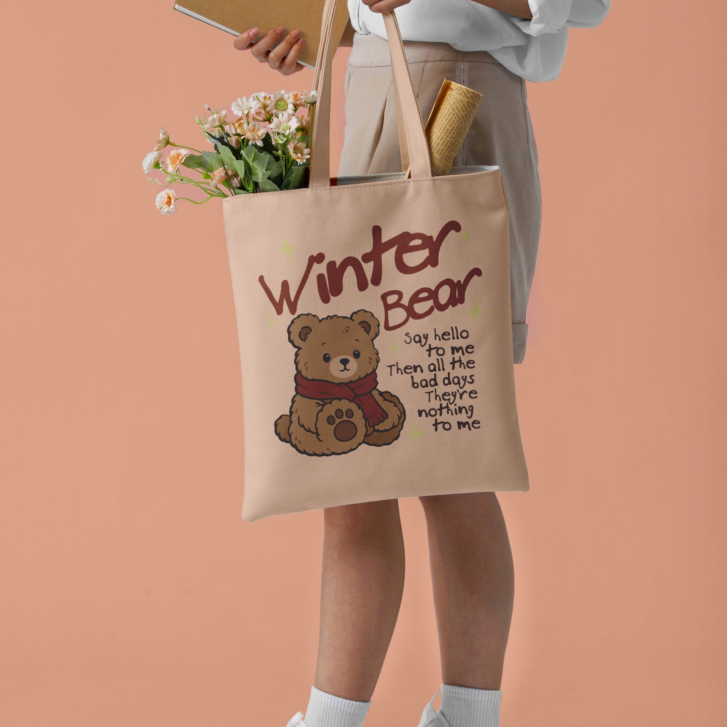 BTS, V Winter Bear Tote Bag