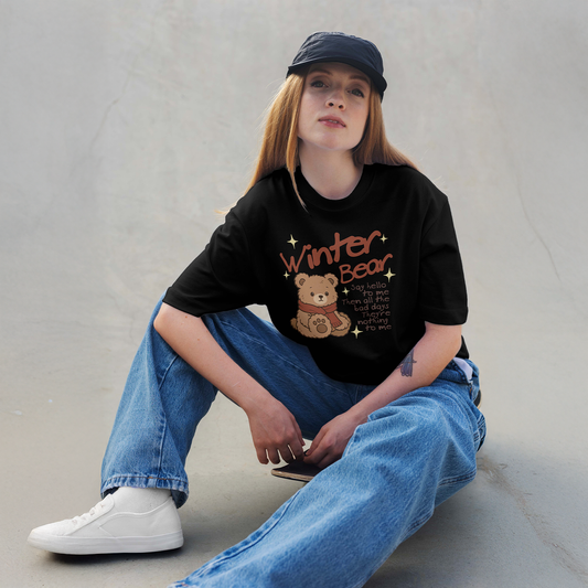 Bts V Winter Bear Oversized T-shirt | Black