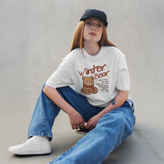 Bts V Winter Bear Oversized T-shirt | White