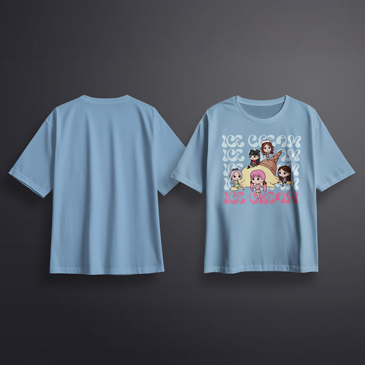 Blackpink Ice Cream Oversized T-shirt | BLUE