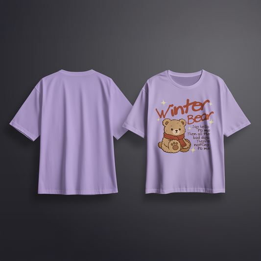 Bts V Winter Bear Oversized T-shirt | Lilac