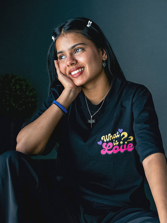Twice What Is Love Oversized T shirt | Black